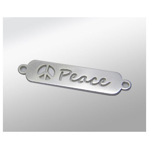 CHAPA PLANA PLATA 22X6MM CON DOS ASAS- PEACE