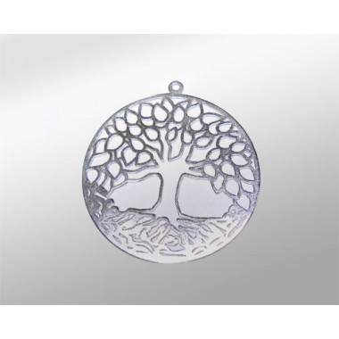 DISCO PLANO 30MM PLATA MANDALA- ARBOL DE LA VIDA