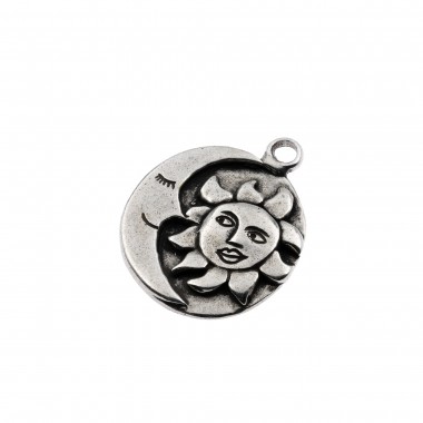 COLGANTE ZAMAK SOL Y LUNA ANGEL ROCK 30MM PLATA VIEJA